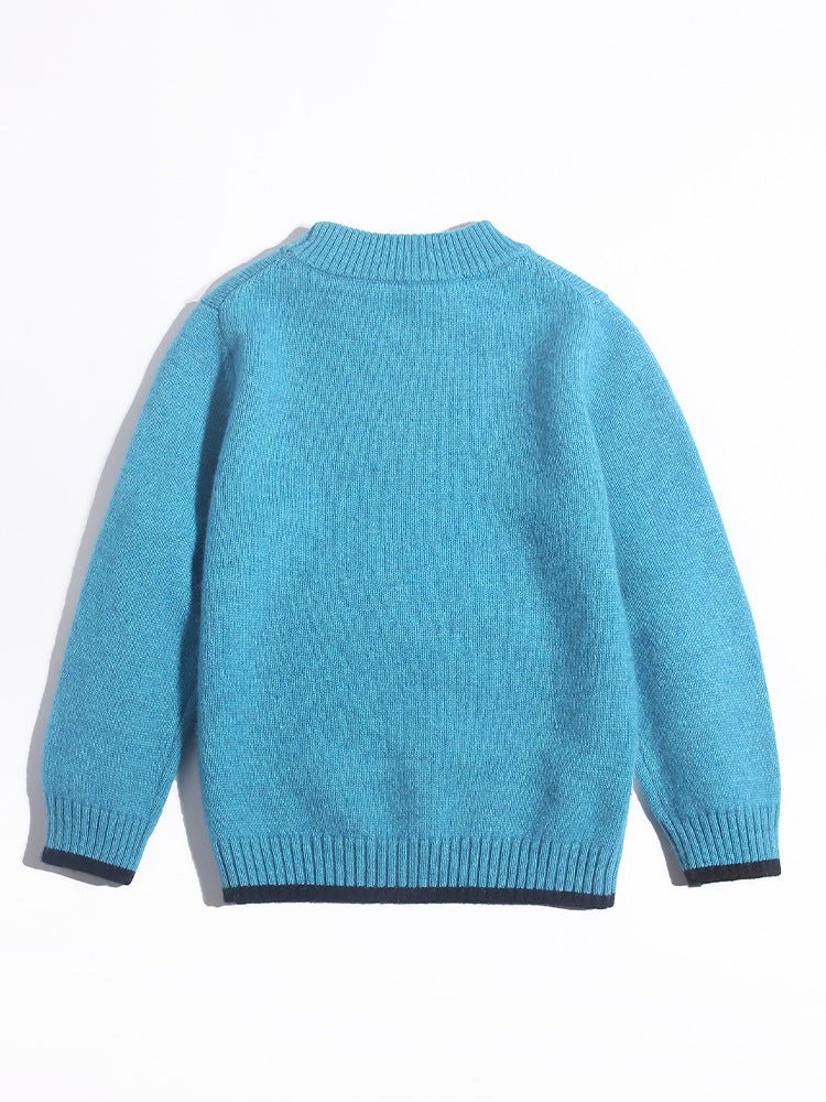 Kids Cashmere Sweater U Patch Stripe Detail 100% Cashmere Pullover