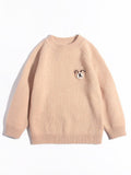 Kids Cashmere Sweater with Bear Patch 100% Cashmere Pullover