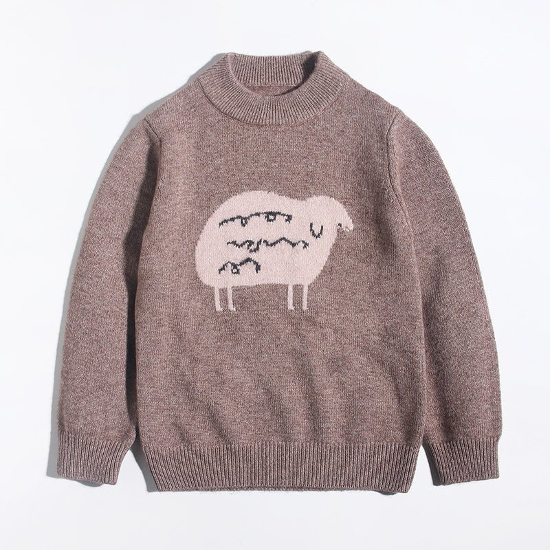 Kids Crew Neck Cashmere Sweater Animal and Graphic Designs Cashmere Pullover