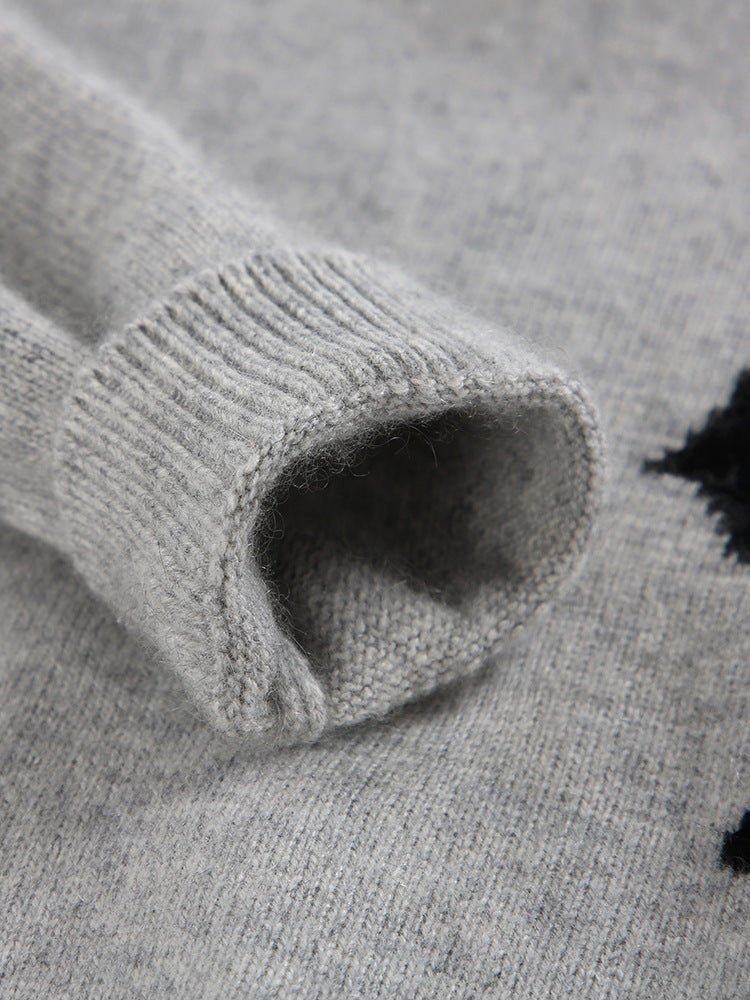 Kids Long Sleeve Cashmere Sweater Cashmere Knit Pullover Dog Pattern