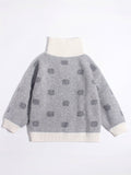 Kids Polka Dot Cashmere Sweater Contrast Zip Collar Cashmere Pullover