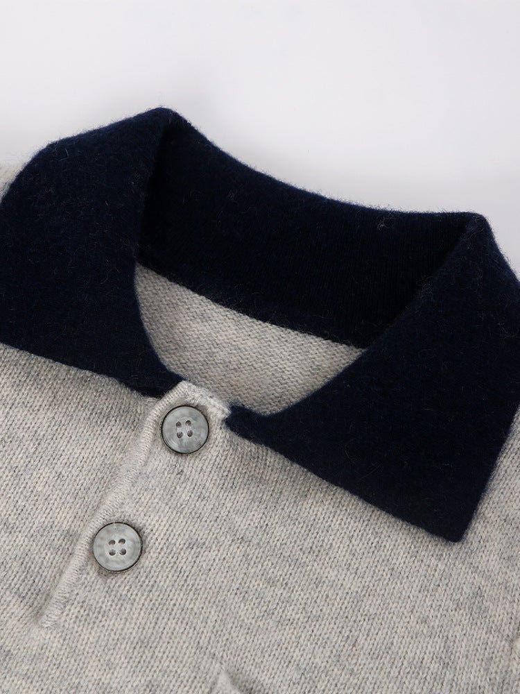 Kids Pure Cashmere Sweater with Pocket Polo Neck Cashmere Pullover