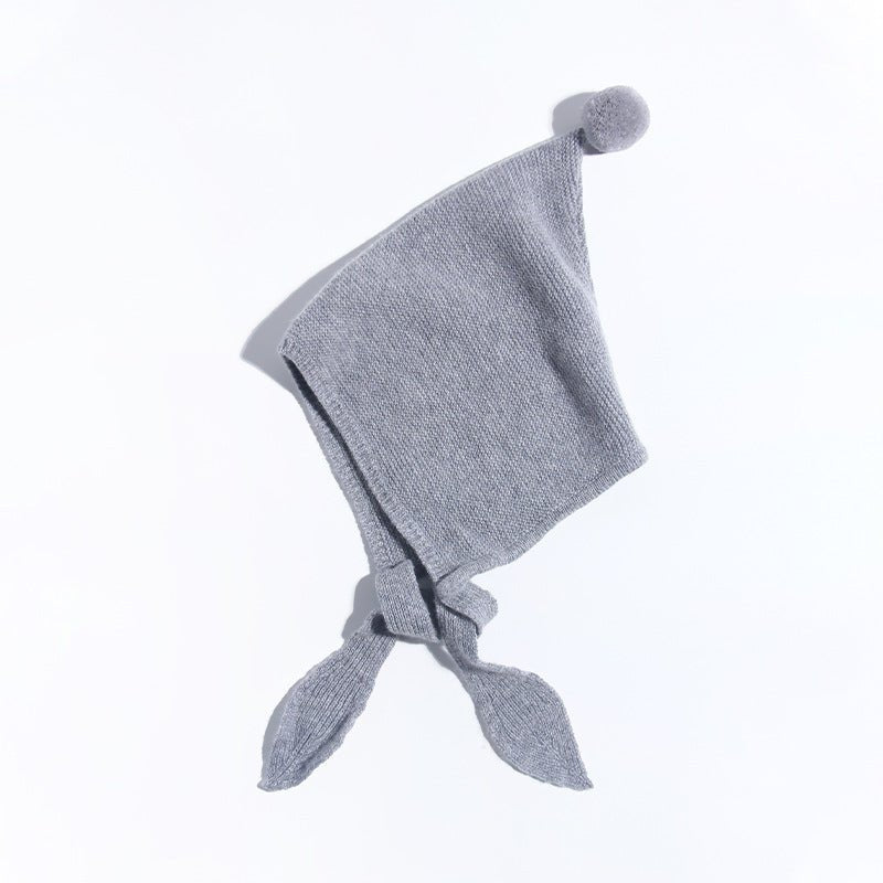 Kids Tie Cashmere Beanie Knit Elf Cashmere Hats with Pom Pom Multi Colors