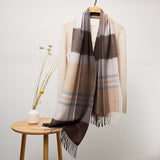 Long Cashmere Scarf with Tassel Plaid Cashmere Warps Multi Styles Winter Gifts - slipintosoft