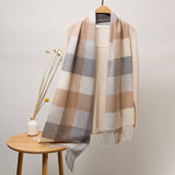 Long Cashmere Scarf with Tassel Plaid Cashmere Warps Multi Styles Winter Gifts - slipintosoft