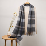 Long Cashmere Scarf with Tassel Plaid Cashmere Warps Multi Styles Winter Gifts - slipintosoft