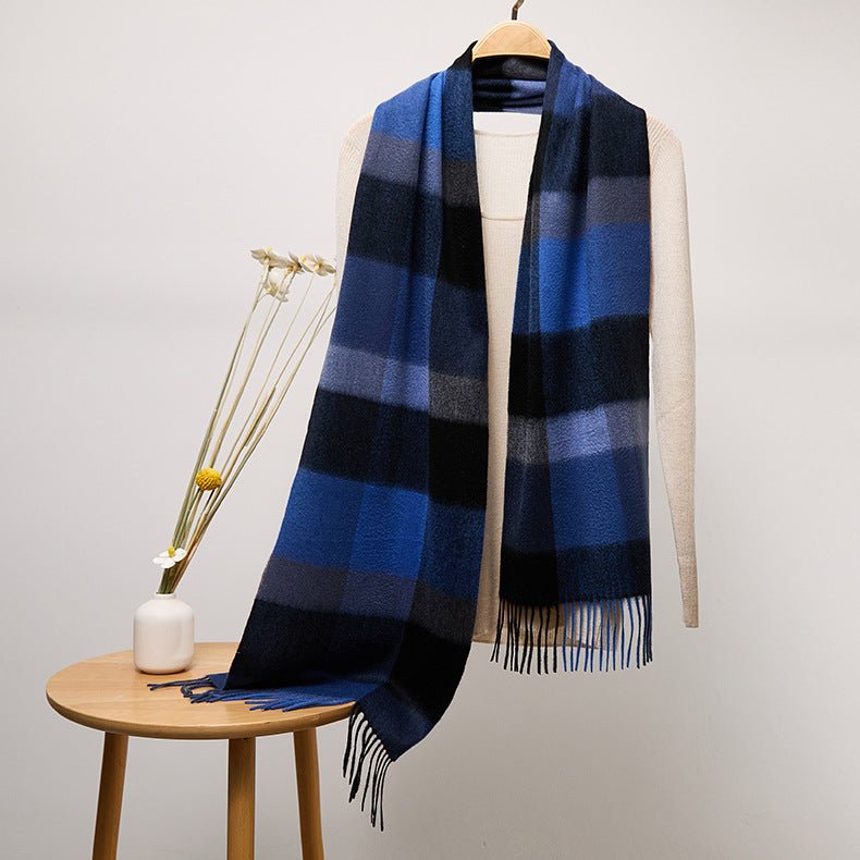 Long Cashmere Scarf with Tassel Plaid Cashmere Warps Multi Styles Winter Gifts - slipintosoft