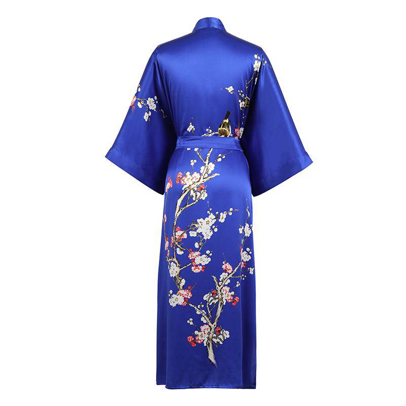 Quality 100% Long Silk Kimono for Women Cherry Blossom Printing Ladies Luxury Mulberry Silk Kimono Robe -  slipintosoft