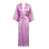 Quality 100% Long Silk Kimono for Women Cherry Blossom Printing Ladies Luxury Mulberry Silk Kimono Robe -  slipintosoft