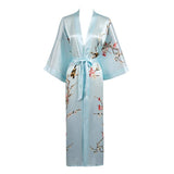 Quality 100% Long Silk Kimono for Women Cherry Blossom Printing Ladies Luxury Mulberry Silk Kimono Robe -  slipintosoft