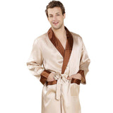 Gold Long Silk Robe For Men 100% Pure Silk Sleepwear -  slipintosoft