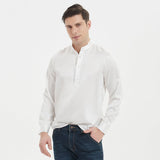 Luxury Silk Henley Shirts for Men Pure Silk Stand Collar Top