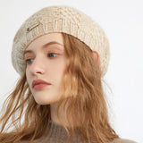 Gorro de cachemira para mujer, boina francesa de cachemira, gorro de punto grueso para otoño e invierno