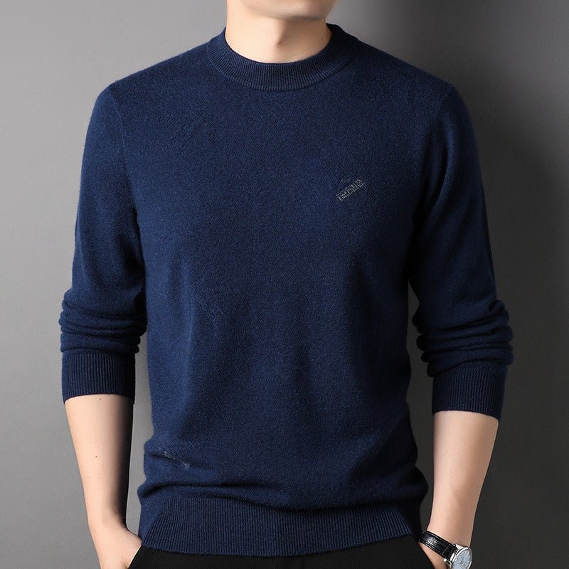 Mens Causal Slim Fit Cashmere Sweater Mock Neck Cashmere Pullover Knitted Tops - slipintosoft