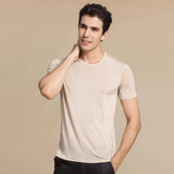 Camiseta de seda de camiseta de seda de cuello clásico para hombres