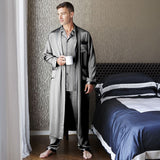 Pajama de seda largo para hombre Juego de sueño de seda de longitud completa