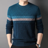 Mens Long Sleeve Cable Knitted Cashmere Sweater Mixed Colors Cashmere Tops - slipintosoft