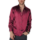 Camisa de vestir para hombres camisas de seda de fiesta informales de lujo