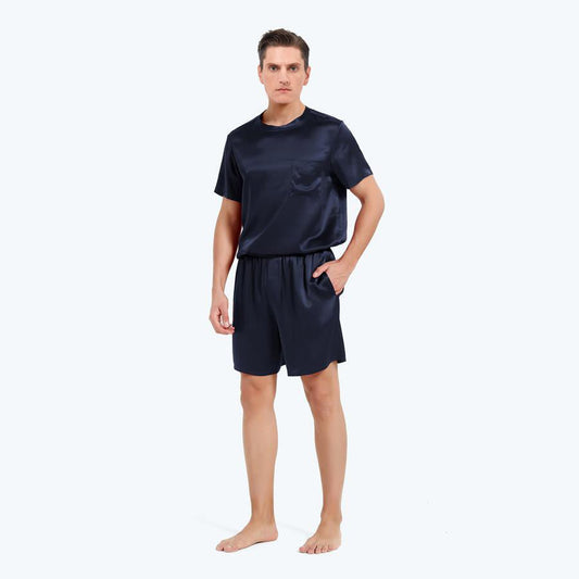 Pijamas de seda para hombre Conjunto de pijama corto 100% seda Ropa de dormir de seda