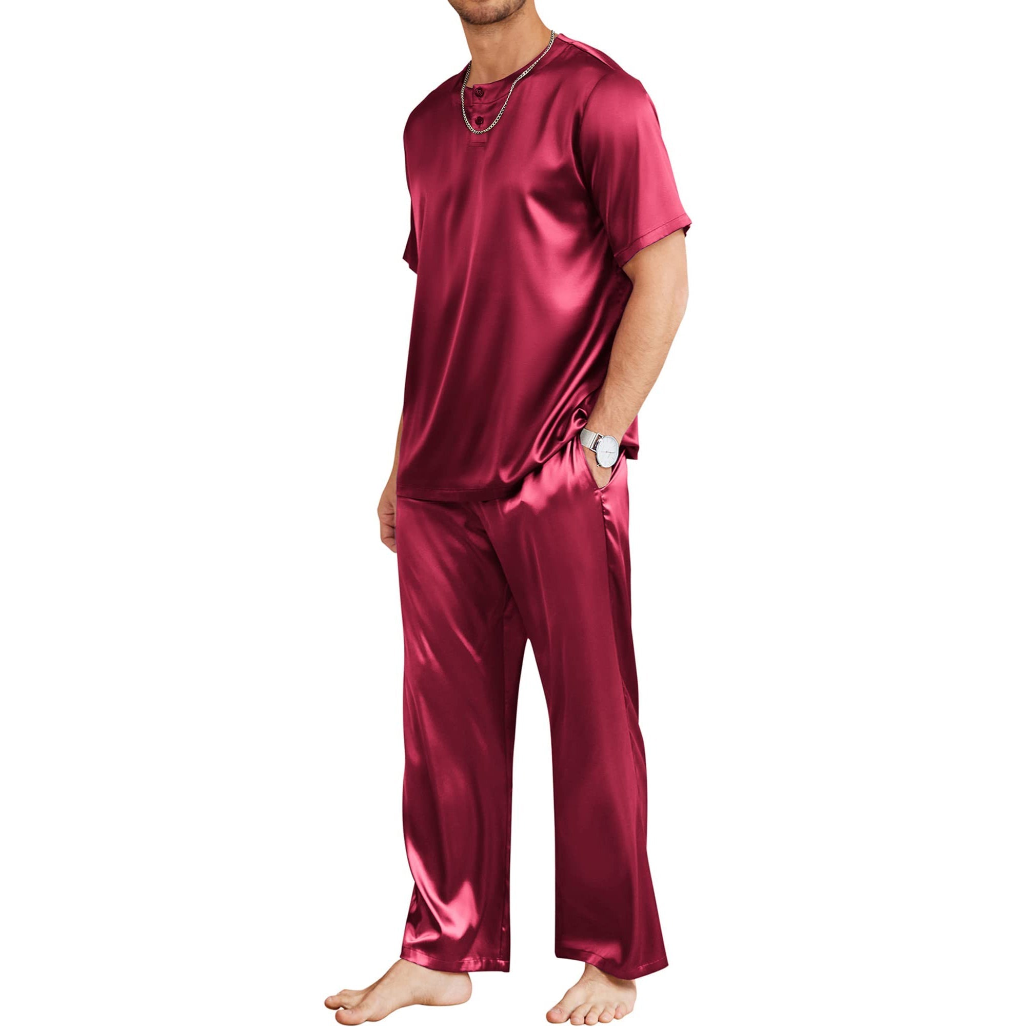 Men's Silk Pajamas set Simple & Comfortable Silk sleepwear - slipintosoft