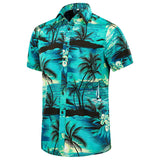 Camiseta de seda para hombre Camisas hawaianas Camisa de playa de seda corta