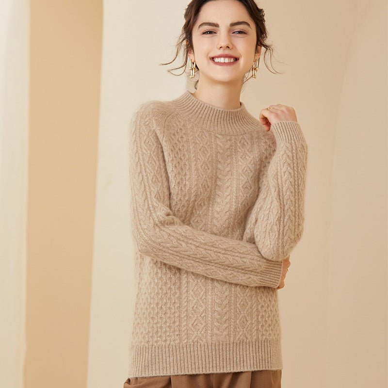 Mock Neck Cashmere Sweater Long Sleeve For Women Winter Warm Cashmere Tops - slipintosoft