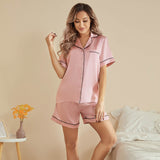 Women's Silk Pajamas Short Set Two-Piece 100% Short Silk Sleepwear - slipintosoft