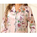 Luxury Mulberry Silk Ladies Pajamas Set Long Butterfly Print Silk Pajamas For Women - slipintosoft