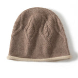 Pure Cashmere Bucket Hat with Curl Edge Cashmere Cable Knit Cap Mixed Colors Cashmere Hats