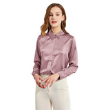 Women's Silk Blouse Long Sleeve Lady Silk Shirt Casual Office Work Blouse Silk Shirt Tops - slipintosoft