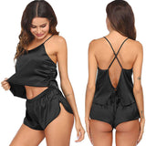 Summer Sexy Silk Camisole Set For Women Cool Silk Cami Set 100% Pure Silk Shorts Sleepwear - slipintosoft