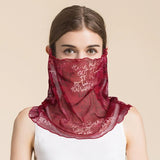 Silk Floral Printed Neck Gaiter Silk Face Masks Scarf for Women