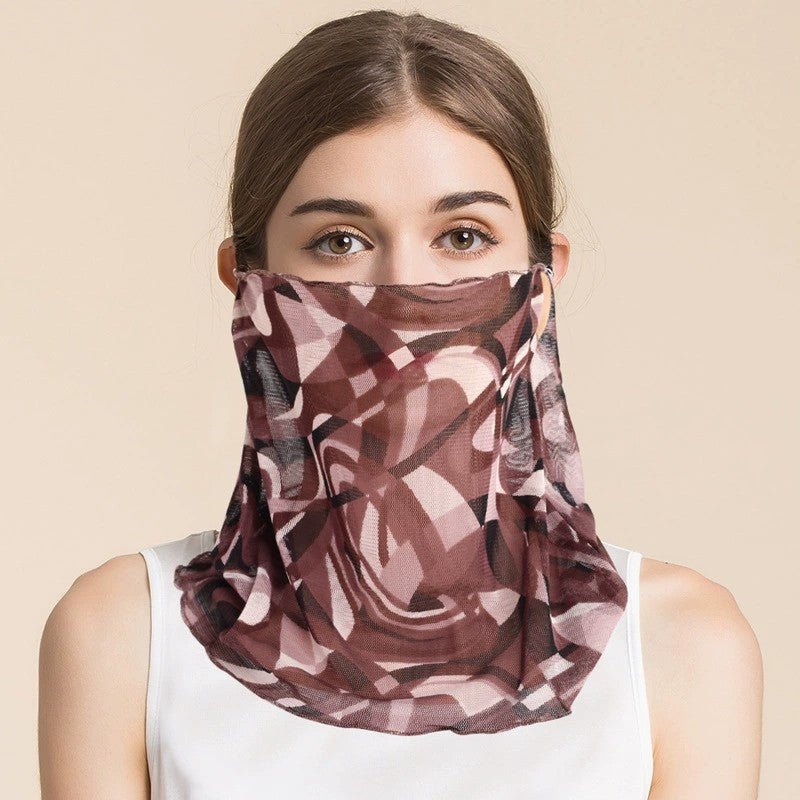 Silk Floral Printed Neck Gaiter Silk Face Masks Scarf for Women