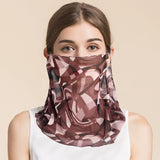 Silk Floral Printed Neck Gaiter Silk Face Masks Scarf for Women