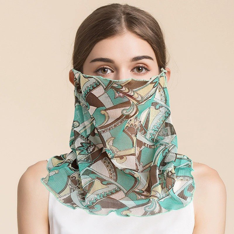 Silk Floral Printed Neck Gaiter Silk Face Masks Scarf for Women