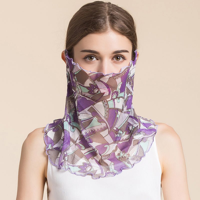 Silk Floral Printed Neck Gaiter Silk Face Masks Scarf for Women