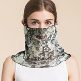 Silk Floral Printed Neck Gaiter Silk Face Masks Scarf for Women