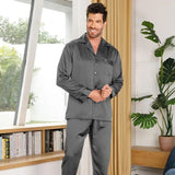 Silk Pajamas for Men Long Sleeve Soft Comfortable 100% Real Silk Pajamas Set - slipintosoft