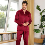 Silk Pajamas for Men Long Sleeve Soft Comfortable 100% Real Silk Pajamas Set - slipintosoft