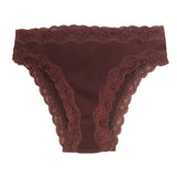 Silk panties women's thin breathable lace ribbed mulberry silk mid-waist briefs - slipintosoft