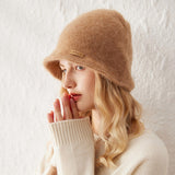 Gorro de cachemira para mujer, gorro de punto de cachemira para otoño e invierno