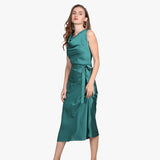 Ladies sleeveless Cowl Neck Silk Dress - slipintosoft