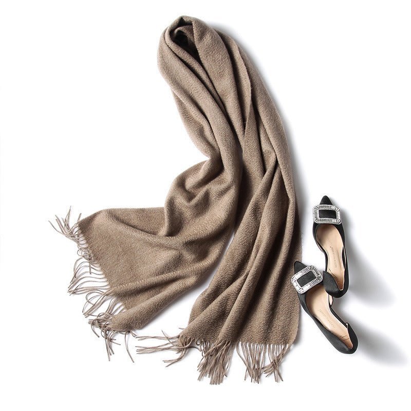 Unisex Cashmere Scarf With Fringed Edges Wrap Scarf With Tassel