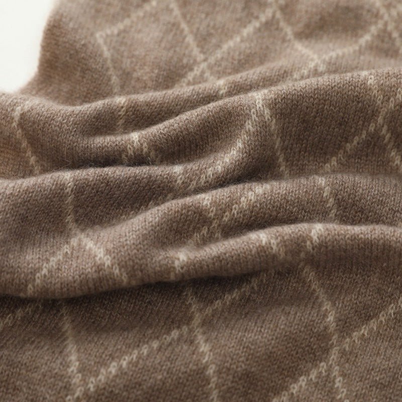 Unisex Diamond Pattern Cashmere Scarf Thick Cashmere Winter Warp