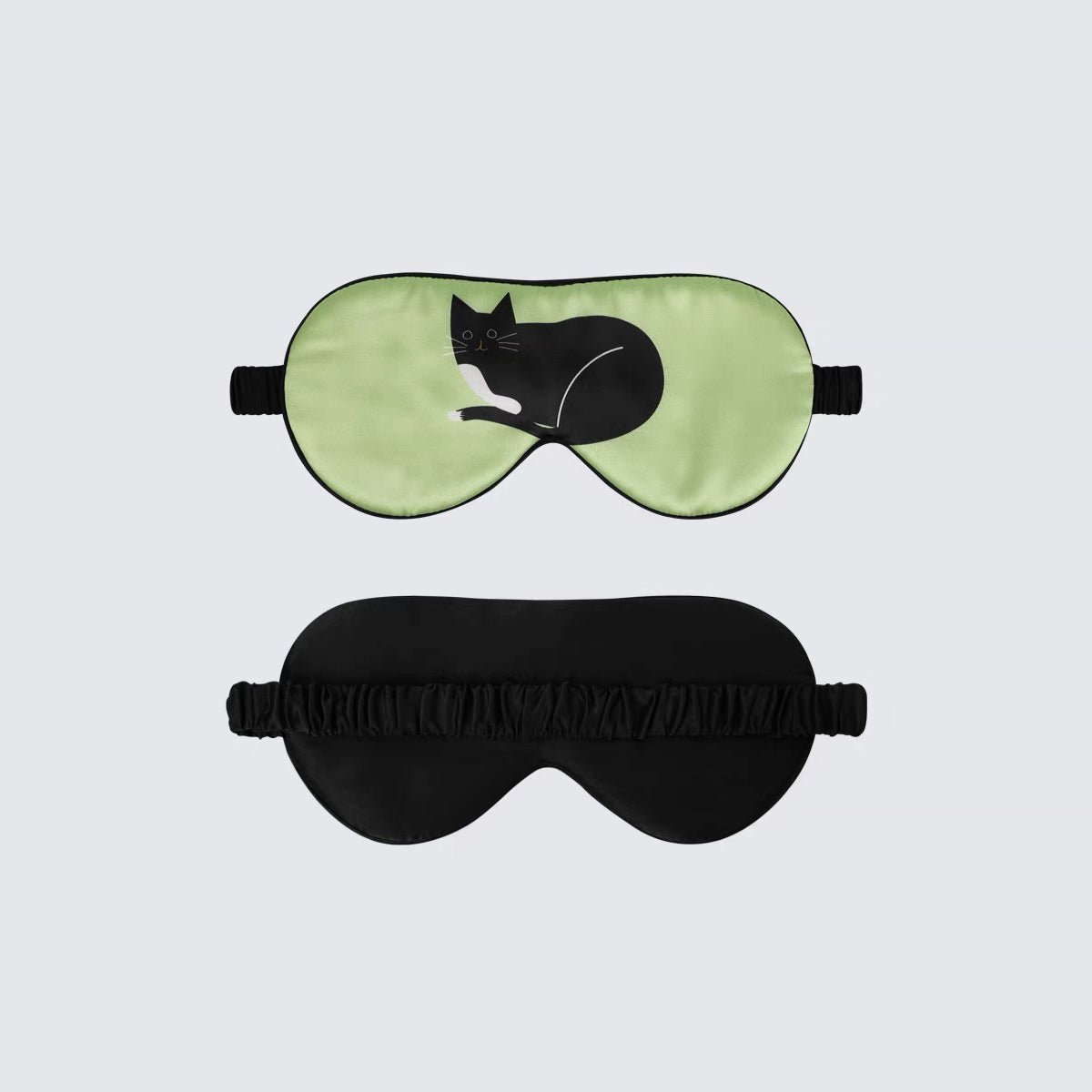 Unisex Silk Eye Mask with Cat Illustration Double Sided Silk Sleep Mask