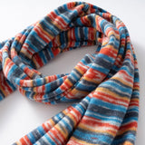 Vibrant Striped Cashmere Scarf Colorful Cashmere Knit Winter Wrap