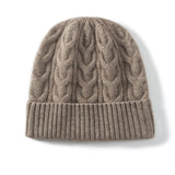 women and men cashmere cable knitted solid hats winter warm cashmere beanie - slipintosoft