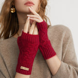 Women Half Finger Cashmere Gloves Warm Knit Fingerless Cashmere Gloves Common Size - slipintosoft