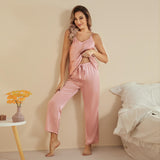 Silk Camisole Pajama Set For Women Summer Silk Pajamas - slipintosoft