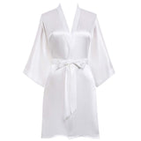 Classic Ladies Short Silk Robe 100% Mulberry Silk Robe With Belt Luxury Silk Bathrobe - slipintosoft